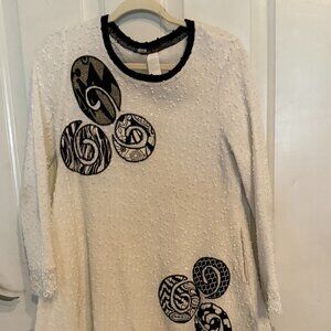 White & Black Long Sleeve Dress